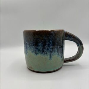 Handcrafted Ceramic Mug in Teal and Deep Blue Glaze